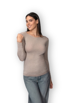 T-shirt Cashmere girocollo-natural-m/l